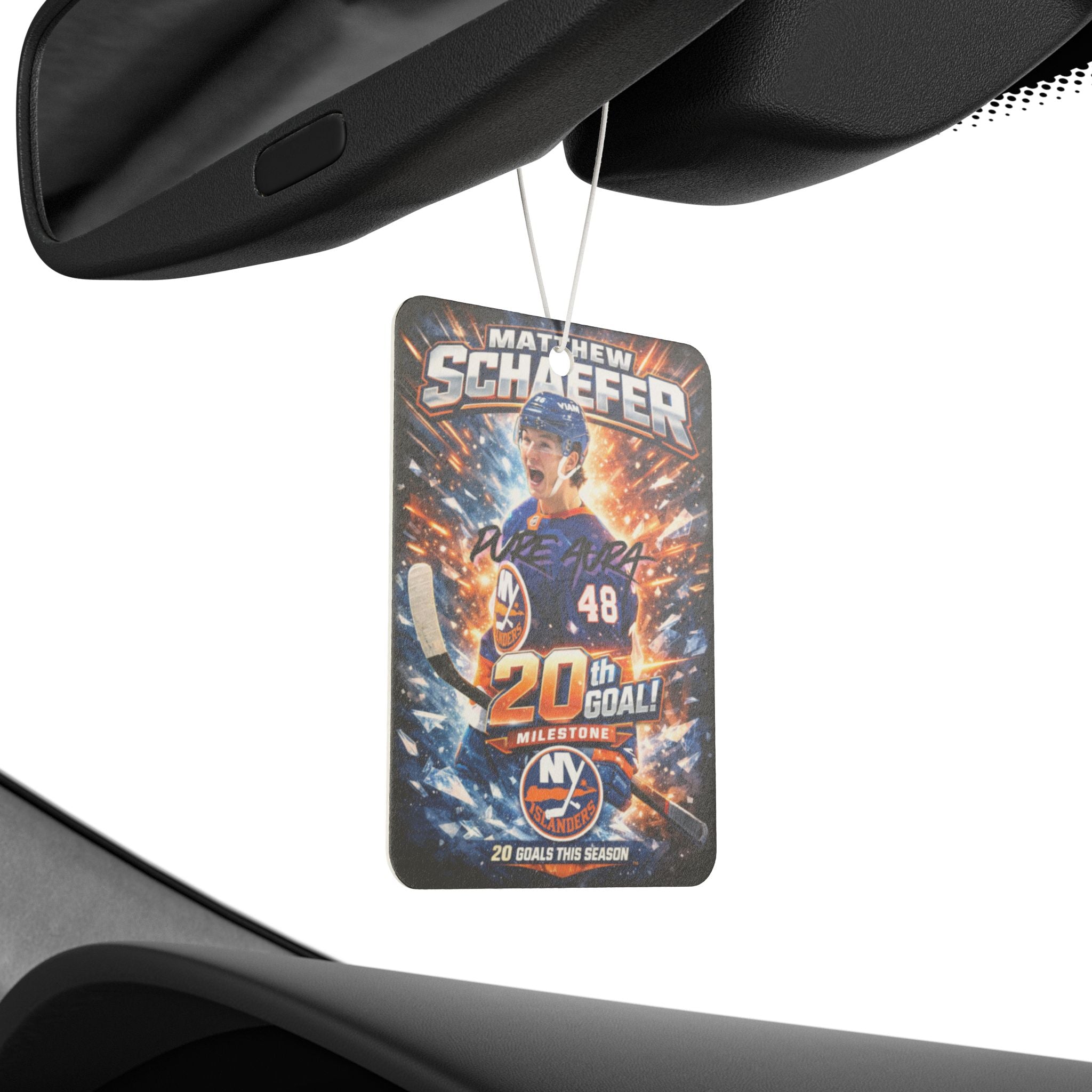 Pure Aura: Matthew Schaefer Hockey Player Car Air Freshener | NY Islanders 20th Goal