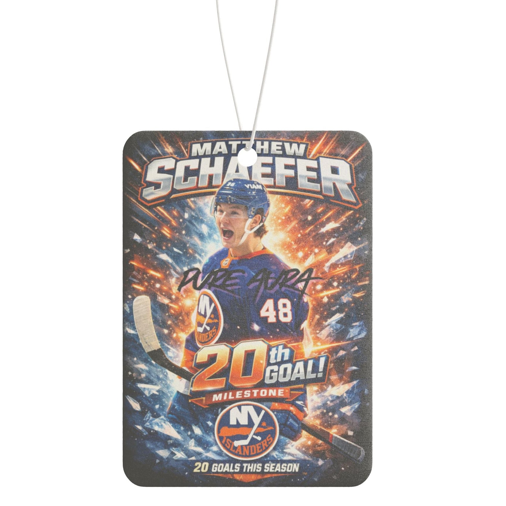 Pure Aura: Matthew Schaefer Hockey Player Car Air Freshener | NY Islanders 20th Goal